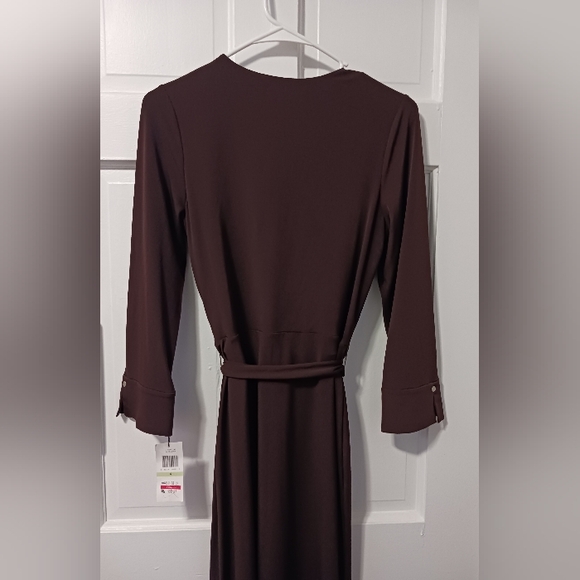 2008-10 CALVIN KLEIN Chocolate Faux Wrap Dress,  Sz 4 NWT - Picture 12 of 14